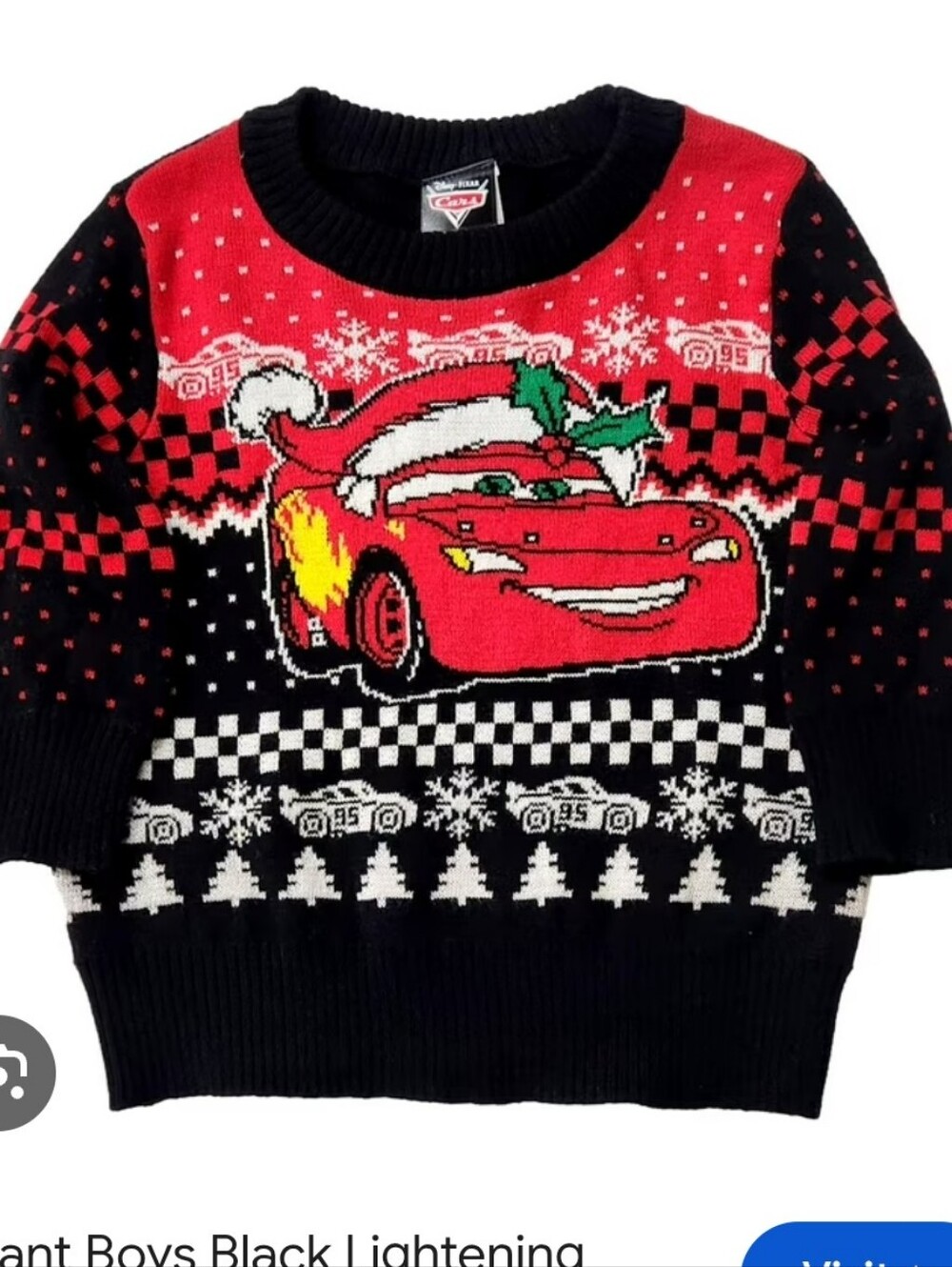 Disney Pixar Cars Lightning McQueen Christmas Sweater Fair Isle Toddler size 18m